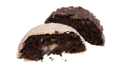 pastries in chocolate glaze isolated
