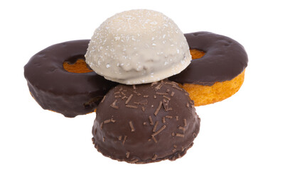 pastries in chocolate glaze isolated