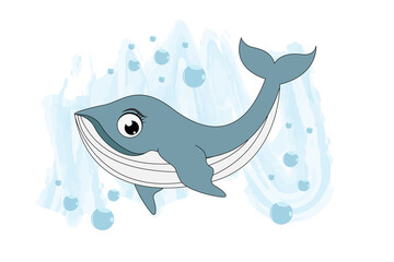 cute whale animal cartoon graphic