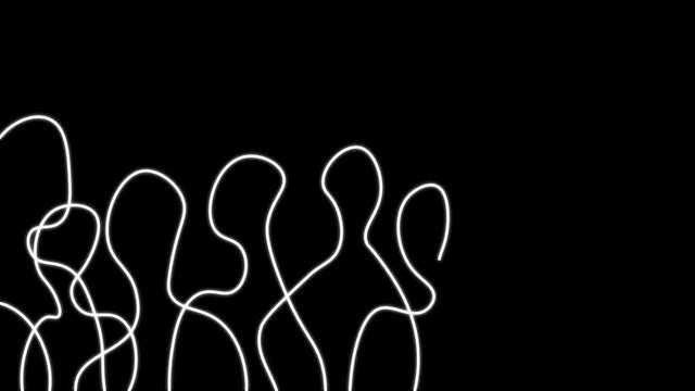 Connect People Concept. Larger Crowd of connected Persons with Continuous line. Colorful Linear Silhouettes People Connection and Communication creative Concept