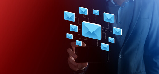 Email marketing and newsletter concept.Contact us by newsletter email and protect your personal...