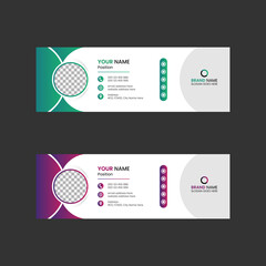 Email signature or email footer design template and personal social media cover with an author photo place, Business email signature template