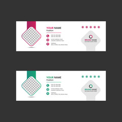 Email signature or email footer design template and personal social media cover with an author photo place, Business email signature template