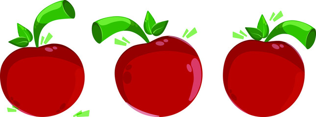 set of three red ripe cherries