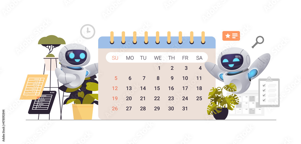 Poster robots using calendar planning day scheduling appointment time management artificial intelligence