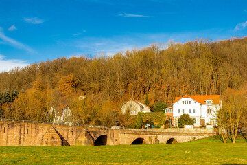 Historische Werrabrücke an der Grenze zwischen Thüringen und Hessen bei Vacha 