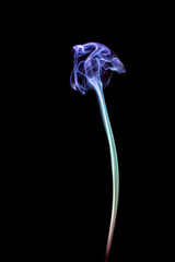 Incense burning creating flower like shape