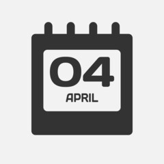 Icon day date 4 April, template calendar page
