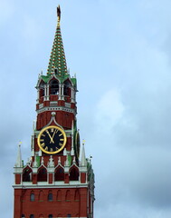 Spasskaya Tower translated as Saviour Tower, is the main tower on the eastern wall of the Moscow Kremlin which overlooks Red Square. The famous symbol of Russian state political power.