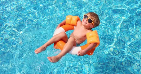 Happy child having fun on summer vacation. Slow motion 4K