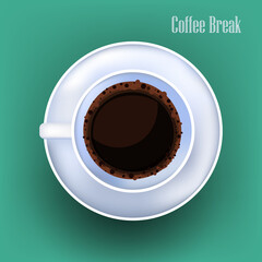 realistic hot americano drink coffee break concept