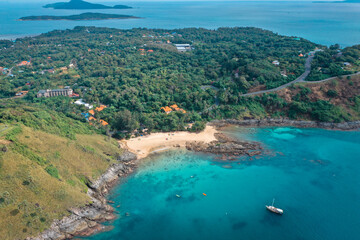 Aerial view of Nai Harn beach in Phuket, Thailand