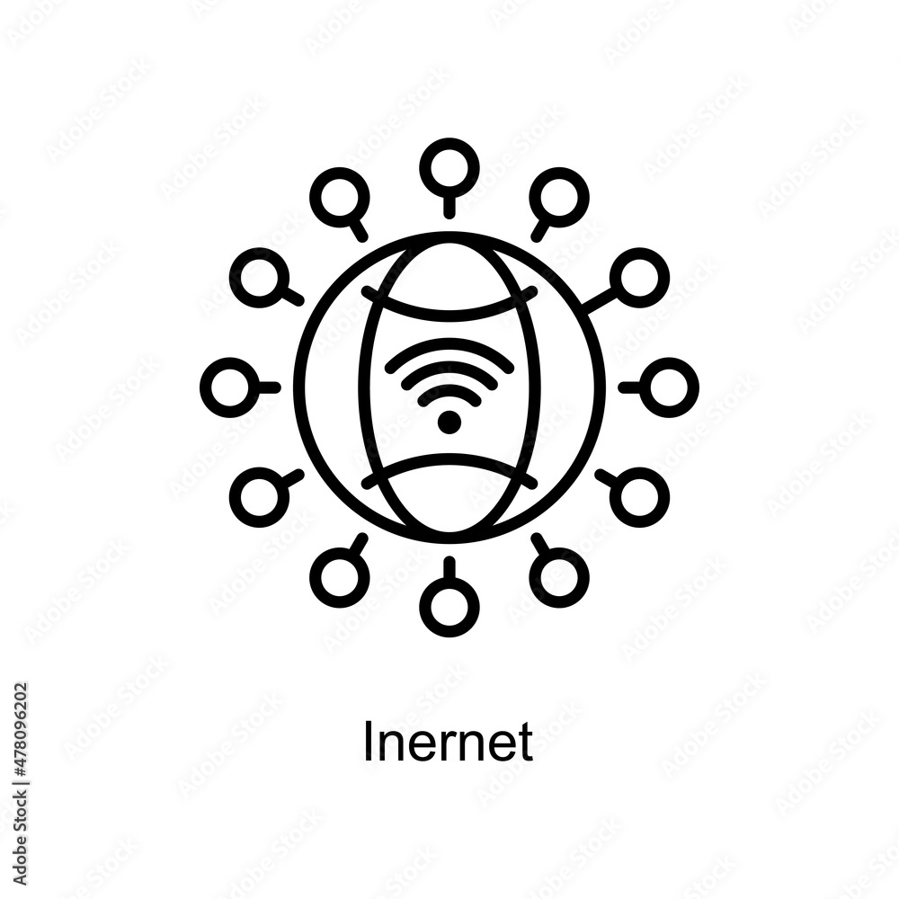 Poster Internet vector outline Icon Design illustration. Internet of Things Symbol on White background EPS 10 File