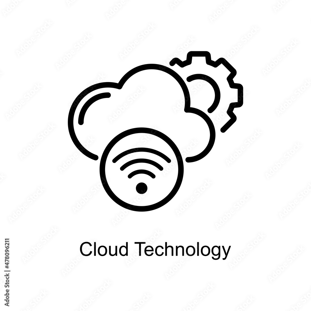 Poster cloud technology vector outline icon design illustration. internet of things symbol on white backgro