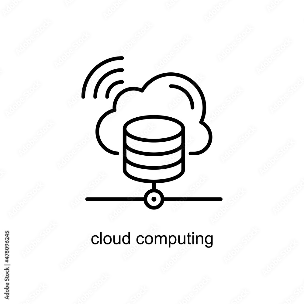 Poster cloud computing vector outline icon design illustration. internet of things symbol on white backgrou