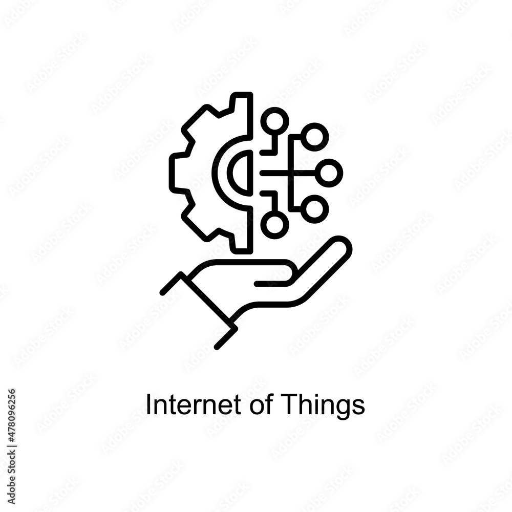 Poster internet of things vector outline icon design illustration. internet of things symbol on white backg