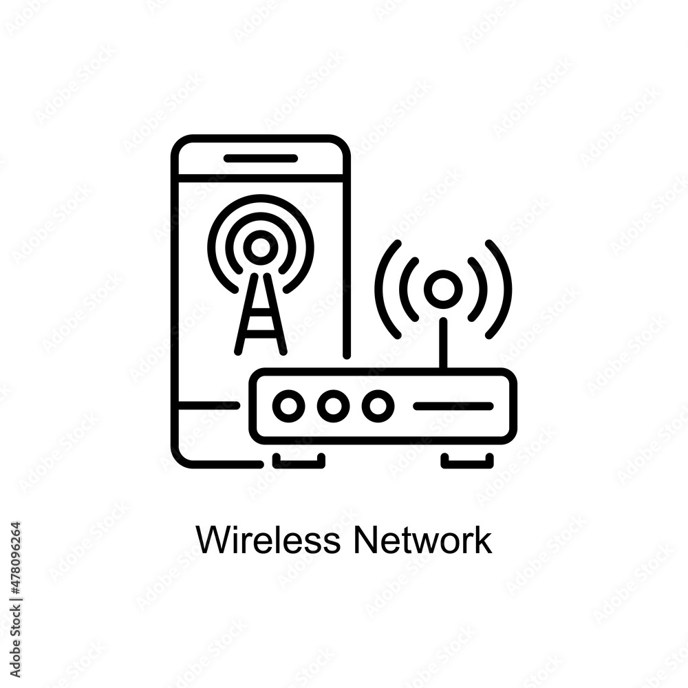 Poster wireless network vector outline icon design illustration. internet of things symbol on white backgro