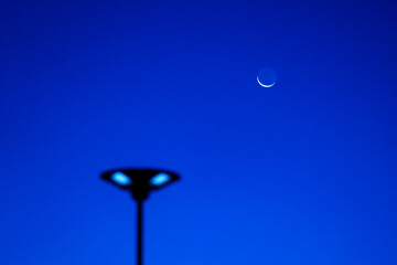 moon with blue sky at night.