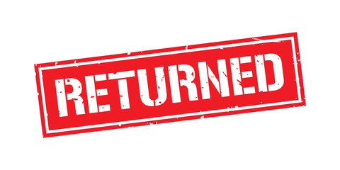 Grunge red returned word square stamp sign isolated on white background