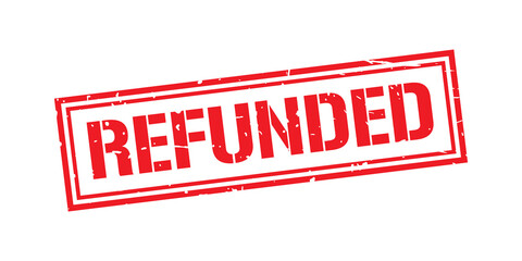 Refunded word stamp symbol isolated on white background. Grunge red rubber stamps sign.