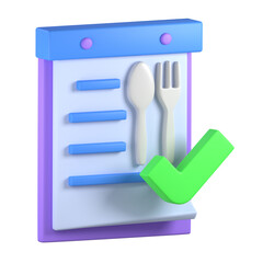tableware or clipboard sheet of paper food menu icon illustration 3D rendering