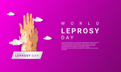 World Leprosy day background is purple in color with a modern design style
