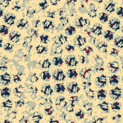 Fun yellow blue red abstract seamless texture. Modern retro swim wear fashion all over print. Coastal living cushion cover design or beach cottage fabric background. High quality jpg batik swatch.