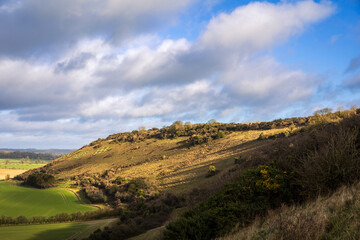 Ascending Fovant down beside the badges on the west Wiltshire Downs, Cranbourne Chase, south west England