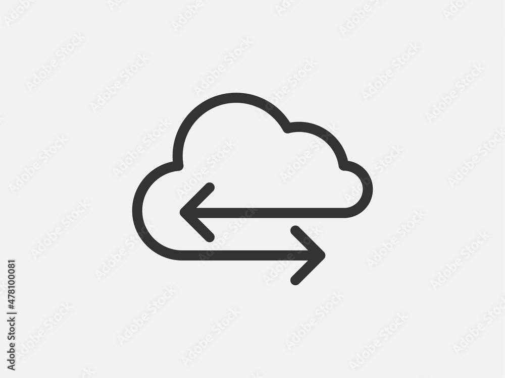 Poster technology icon vector cloud computing connection. big data global server. line design symbol.