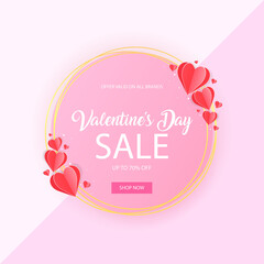 Happy valentine's day round banner. Vector illustration