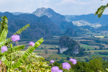 sunrise at Phu Langka in Northern Thailand, Phu Langka national park covers the area of...