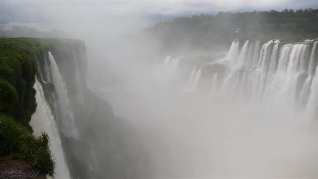 View Of Iguazu Falls (Argentina) With Intense Spray