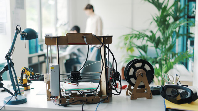 3D printer and tools on the laboratory desk