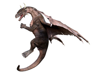 3D Rendering Fairy Tale Dragon on White