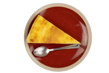 part of isolated flan on a white background