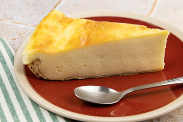 part of flan on plate