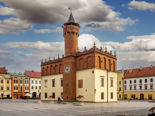 Tarnow, Poland. Renaissance town hall and tenement houses in old city main square often called the Perl of Polish renaissance