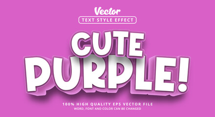 Editable text effect, Cute Purple text on white and purple color style