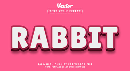 Editable text effect, Rabbit text with pink and white color style