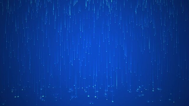 Digital blue rain loop animation. Abstract technology background with moving down particles.