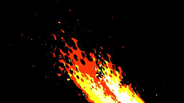 Animation of Fire Burning, Cartoon Fire animation on a black background.