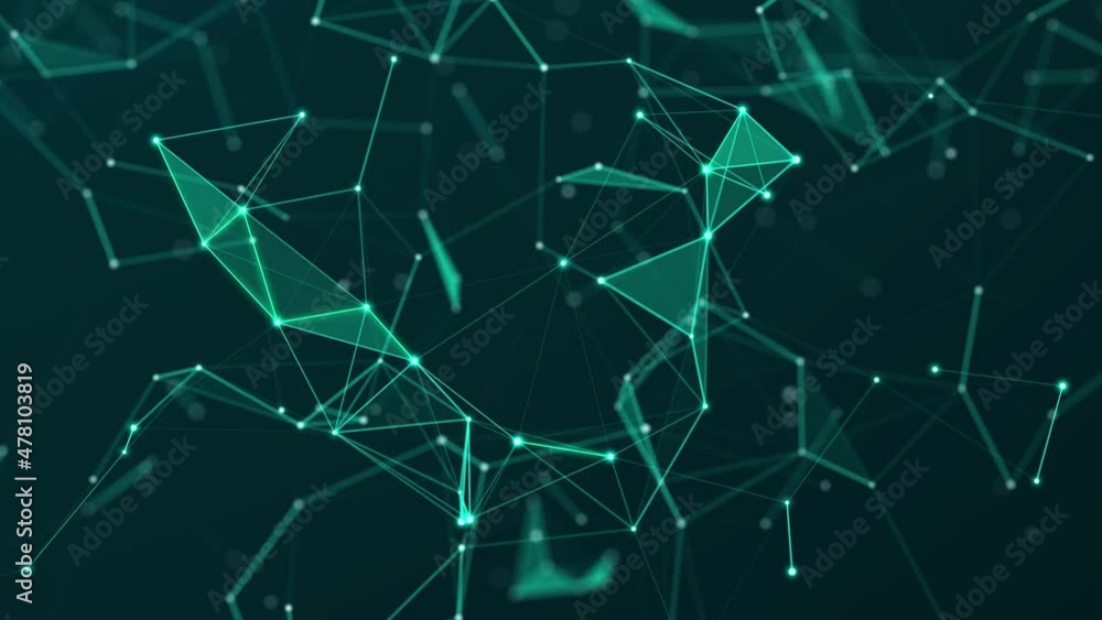 Poster data technology and scientific illustration. abstract motion background of connected dots and lines.