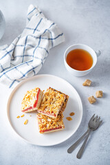 Sweet shortbread cookies with berry jam in a plate