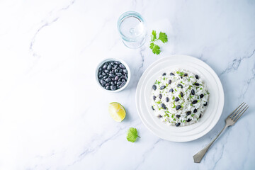 Black bean cilantro lime rice in a plate