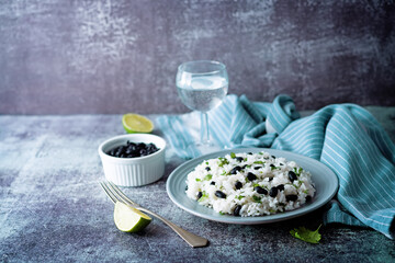 Black bean cilantro lime rice in a plate