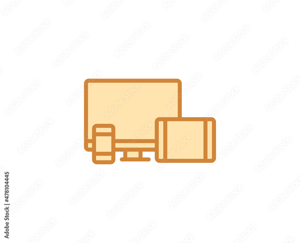 Poster line electronic devices iicon isolated on white background. outline symbol for website design, mobil