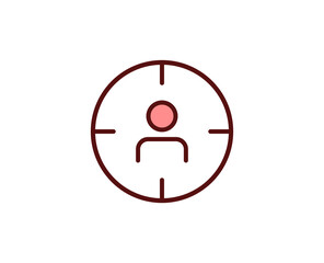 Target flat icon. Thin line signs for design logo, visit card, etc. Single high-quality outline symbol for web design or mobile app. Marketing outline pictogram.