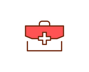 First aid kit flat icon. Thin line signs for design logo, visit card, etc. Single high-quality outline symbol for web design or mobile app. Medical outline pictogram.