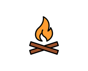 Campfire premium line icon. Simple high quality pictogram. Modern outline style icons. Stroke vector illustration on a white background. 