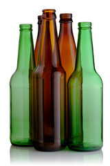 Empty glass beer bottles